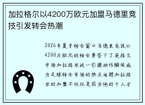 加拉格尔以4200万欧元加盟马德里竞技引发转会热潮
